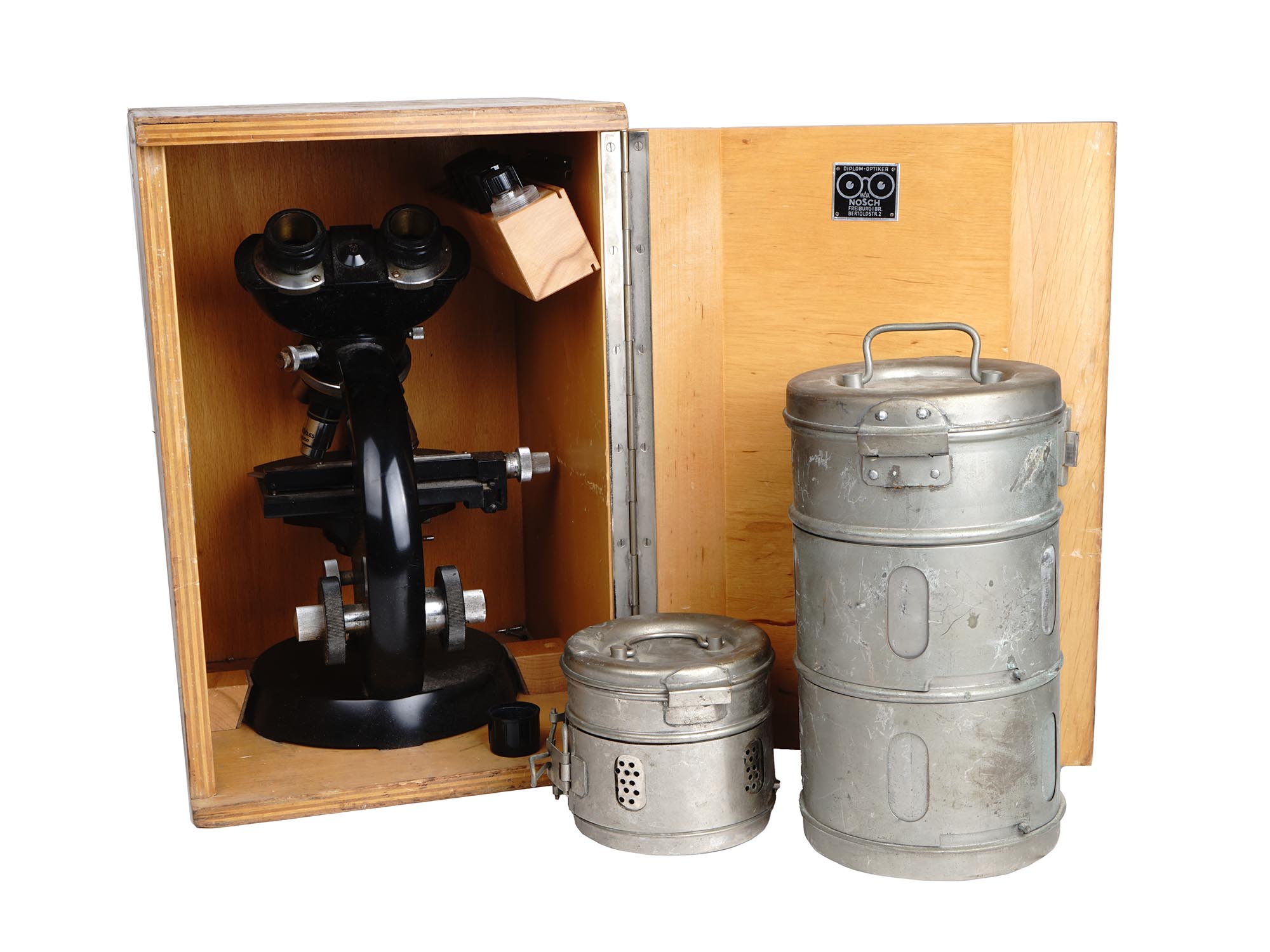 VINTAGE CARL ZEISS MICROSCOPE IOB, MEDICINE BOXES PIC-